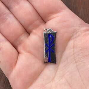 Vintage Antaya 925 Sterling Silver Chi Rho Christogram Pendant Bracelet Charm